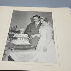 Vintage White Wedding Album w/ 8 Photos 1940s Black & White Vtg Bridal