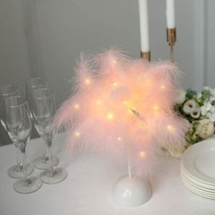 15″ Feather Desk Lamp Decorative LED Light Table Centerpiece Home Supplies