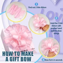 FQTANJU 5 PCS 6 Inch Pink Organza Pull Bows, Classic Style for 6 inches,