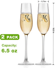 Mr and Mrs Champagne Flute Set Wedding Toasting Glasses Bride Groom Gift