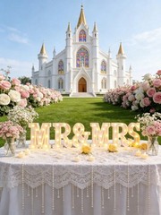 8.5″ Tall MR & MRS LED Marquee Letters Light Tabletop Wedding Centerpiece