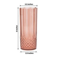 6 Dusty Rose 14 oz Crystal Plastic Drinking Glasses Party Events Tableware