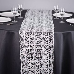 Silver Chemical Lace Sequin Table Runner 14″ x 108″ Made in USA Wedding Party