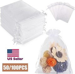 100Pcs Drawstring Organza Bags Jewelry Pouches Wedding Party Favor Gift Bags USA