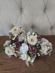 Ling’s Moment wedding bouquet set 5 ivory artificial flowers bridesmaid bridal
