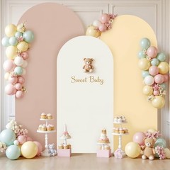 Boho Arch Backdrop Cover 7.2FT 6.6FT 7.2FT, 6.6FT, 6FT Nude Champagne and Cream