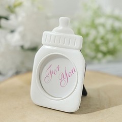 White Pink 4 Mini 4″ Picture Frames Feeding Bottle Baby Shower Favors Events