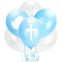 Religious Faith 30cm Latex Balloons 6pk – Baptism Christening Communion Supplies