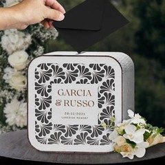 Personalised Wooden Wedding Card Wishing Box – Square
