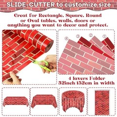 Red Brick Wall Backdrop Tablecloth Decoration 52 In x 100 Ft Red Brick