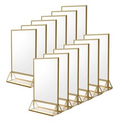 12Pack 4 x 6 Clear Acrylic Wedding Table Number Holder Stands with Gold Borde…