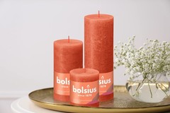 Bolsius 4 Pack Orange Rustic Pillar Candles – 2.75 X 5 Inches – Premium