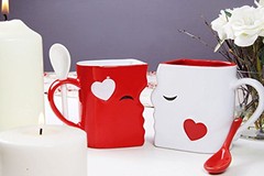 Kissing Mugs Set, Anniversary & Wedding Gifts, Exquisitely Crafted Two Large