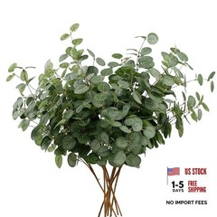 6 Bunches Artificial Eucalyptus Stems 24″ Faux Eucalyptus Leaves Green