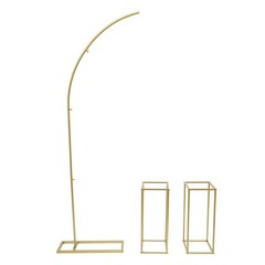 GOLD Metal Wedding Stand For Wedding Events Party Rectangular+Arch 3pcs
