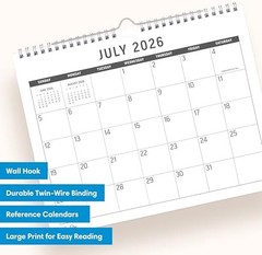 Blue Sky 2026-2027 18 Month Large Print Monthly Academic Year Wall Calendar, Jul
