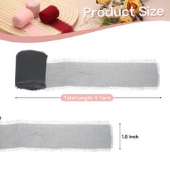 1 Roll Chiffon Ribbon, 1.5 Inch x 5 Yard Silk Ribbon, Deep Grey