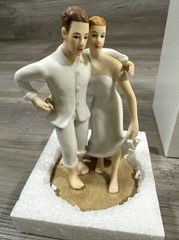 Weddingstar Wedding Cake Topper Bride & Groom On Beach Porcelain New