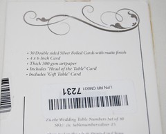 NIB Set of 30 Double-Sided Silver Foiled 4″ X 6″ Event Table Number Cards 32pc