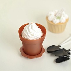 12 TERRACOTTA Mini Flower Pot DESSERT CUPS Lid Shovel Spoon Party Decorations