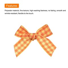 50Pcs Mini Gingham Ribbon Bow Checkered Fabric Satin Ribbon Flower Bows Orange
