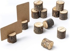 12Pcs Mini Wood Place Card Holders and 24Pcs Kraft Place Cards, Rustic Table …