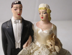 Vintage 1950s Wedding Cake Topper Bride Groom