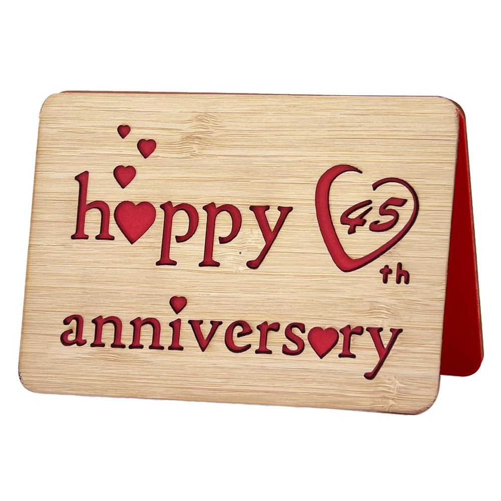 Wooden 45th Anniversary Card,Handmade Wedding Anniversary Greeting Cards,45th…