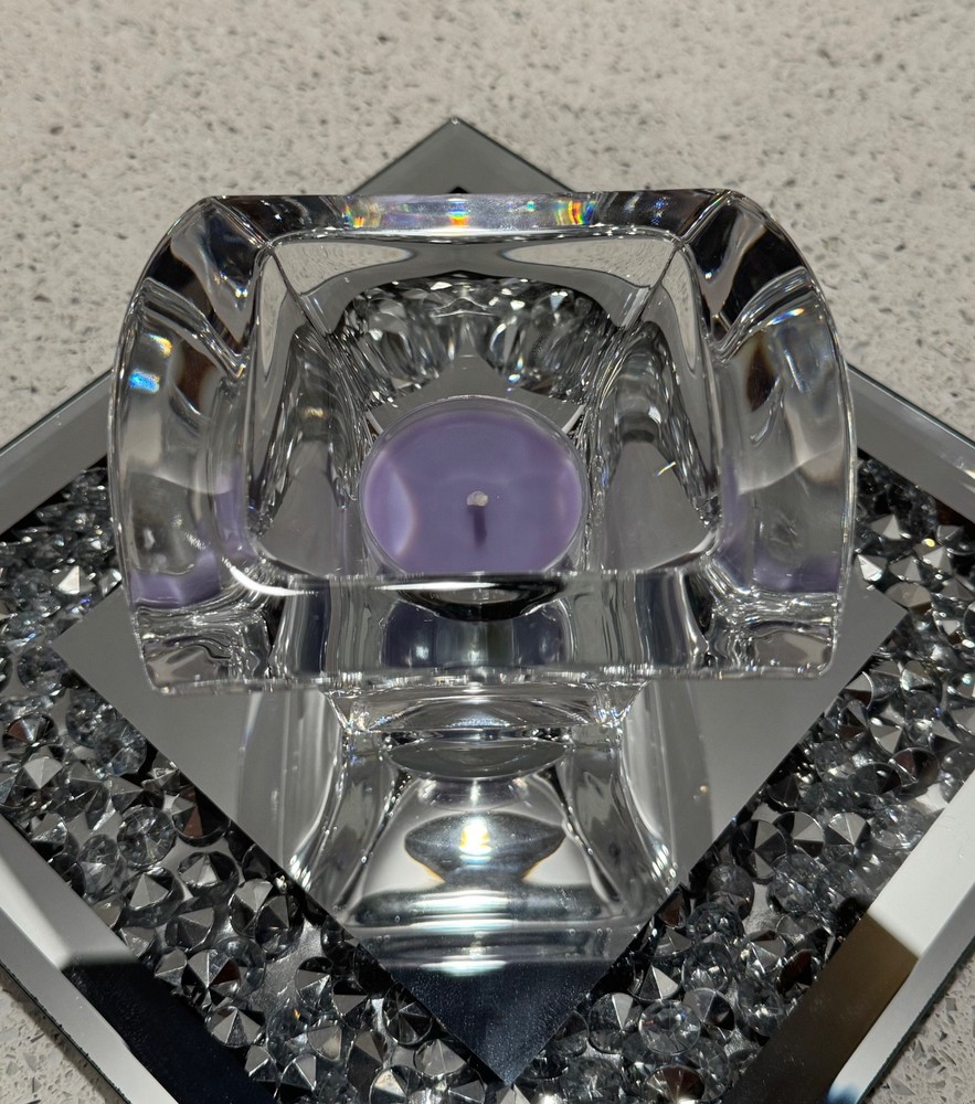 MIKASA GENUINE CRYSTAL VOTIVE Candle Holder with YANKEE CANDLE TEA LIGHT CANDLES