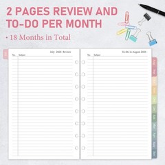 2026-2027 Monthly Planner Refill, Jul. 2026 – Dec. 2027, A5 Medium Size Plann…