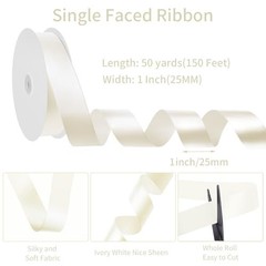 Ribbon 1 Inch 50 Yards Cream Satin Ribbon for Bows Crafts Home Decor Ivory