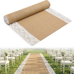 20 Ft x 36 in Natural Burlap Wedding Aisle Runner Rustic Jute Weddings Runway