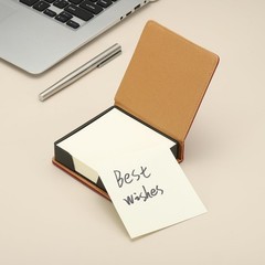 PATIKIL 140 Sheets Leather Sticky Notes Holder, 10inch Post Black