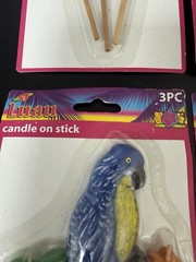 Set Of 4 —3 PC Candle Sticks Luau Party Decor New In Box Palm Parrot Pineapple