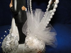 New Elegant Mirrored Heart Medium skin Bride & Groom Wedding Caketop #346