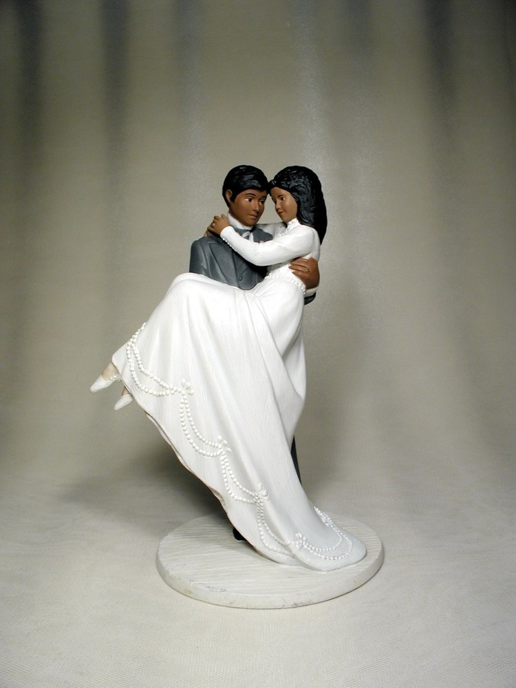 Threshold Brown Groom carrying Brown Bride 7.5 inches figurine Wedding Caketop