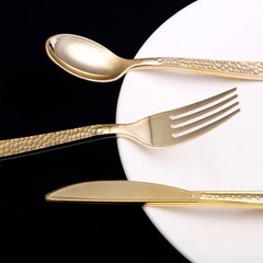 Gold Hammered Design Forks Party Wedding Disposable Tableware Banquet Supplies