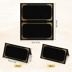 150Pcs Black Place Cards for Table Setting Small Name Cards with Gold Foil Bo…