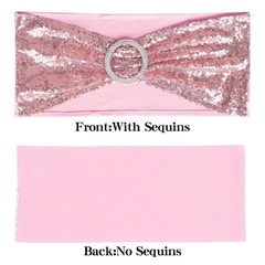 50x Stretch Sequin Chair Sashes Bow Bands w/ Buckle Wedding Banquet Party Decor