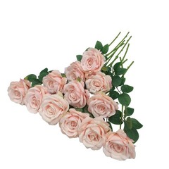 ATFL Blush Flowers,12 Pcs Blush Pink Roses,Light Pink Artificial,Flower Diame…