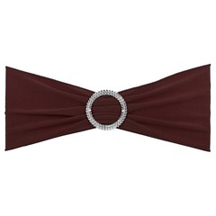 25Pcs 14″x5″ Stretch Chair Sashes Bows Chair Bands Sash with Buckle Dark Brown