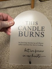 This Candle Burns in Loving Memory Acrylic Wedding Signs, 6X8″