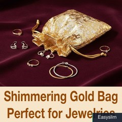 Metallic Gold Organza Drawstring Bags 4 x 5 inches 12 Pack Wedding