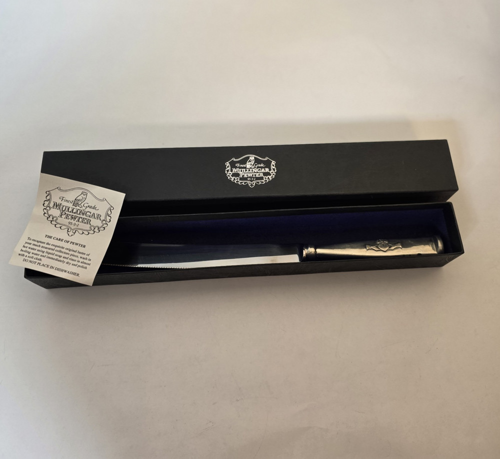 Mullingar Pewter Claddagh Design Irish Wedding Cake Knife 12.5″ Ireland Box