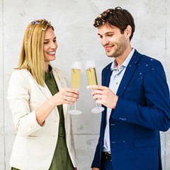 Mr & Mrs Champagne Flutes Set of 2, 7.1Oz Crystal Glassware for Engagement Party