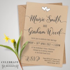 Personalised Wedding Day / Evening Invitations with Envelopes (W1)