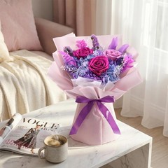 Preserved Flowers Bouquet, for Delivery,Handmade Purple Rose purple