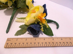 Bridal Denim Roses and Yellow Ranunculus Bouquet & Corsage & Boutonniere Set