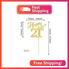 Rsstarxi 12 Pack Happy 21st Birthday Centerpiece Sticks Double Sided Gold Glitte