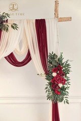 5 Piece of Wedding Arch Flowers Kit with Drapes Ceremony Backdrop Decor